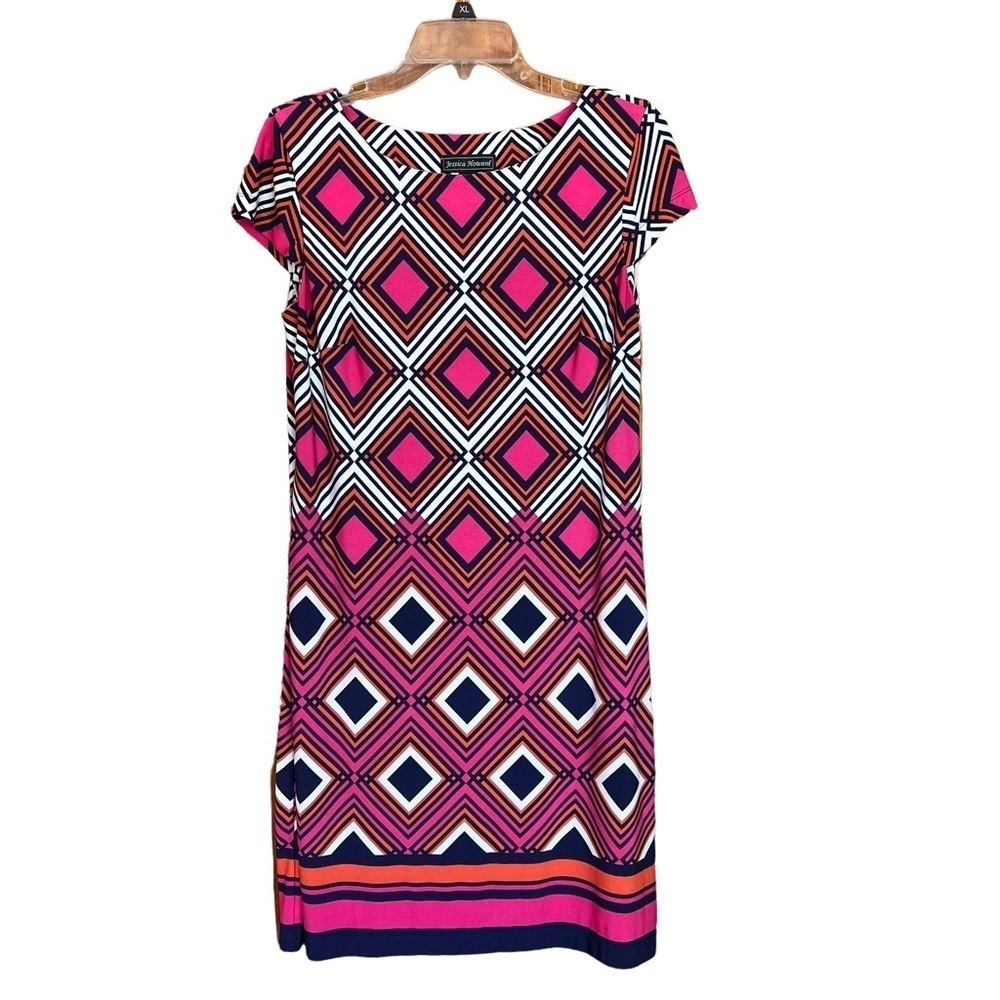 Geometric Pink and Blue Dress